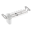 White Stainless Steel Expandable Kitchen Sink Utility Rack with Utensil Cup