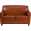 Cognac Faux Leather Flared Arm Reception Loveseat