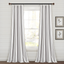 Gray Striped Cotton Light-Filtering Rod Pocket Window Panels