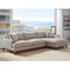 Taupe Fabric and Brass Metal Track Arm Sectional Sofa