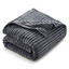 Gray Queen Size Plush Fleece Blanket with Ribbed Texture