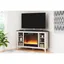 Gray Corner TV Stand with Fireplace and Cabinet