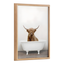 Highland Cow in Tub Framed Glass Wall Art, 18" x 24"