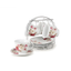 Floral Ceramic Teacup and Saucer Set with Stand, 8-Piece