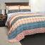 Full Turquoise and Tangerine Cotton Reversible Quilt Set