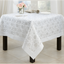 Elegant Floral Embroidered White Polyester 65" Square Tablecloth