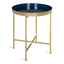 Celia 21'' Gold and Navy Blue Round Metal End Table with Magnetic Top