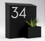 Black and Silver Wall-Mounted Mailbox with Planter