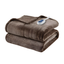 Oversized Chocolate Electric Fleece Reversible Heated Throw Blanket