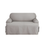 Gray Cotton Duck T-Cushion Loveseat Slipcover