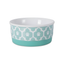 Aqua Ceramic Non-Skid Pet Bowl with Paw Print Design