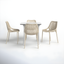 White and Taupe 4-Person Square Outdoor Dining Set