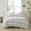 Ivory and Charcoal Cotton Jacquard Full/Queen Bedspread Set