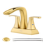 Brushed Gold 2-Handle Waterfall Bathroom Faucet with Drain Assembly