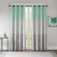 Aqua and Gray Geometric Blackout Grommet Window Curtain Panel