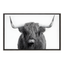 Gray Highland Cow Animal Canvas Print for Kids Nursery