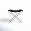 Melton Black Leather and Iron Folding Accent Stool