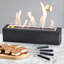 Black Rectangular Concrete Tabletop Fire Pit with Roasting Sticks