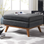 Engage Mid-Century Modern Gray Fabric Upholstered Ottoman