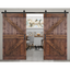 Dark Walnut Solid Wood Double Sliding Barn Door with Hardware Kit