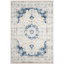 Ivory and Blue High Pile Floral Area Rug