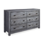 Rustic Grey Pine Double Dresser with Deep Drawers