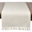 Natural Cotton Dashed Woven Table Runner with Fringe