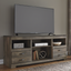 Rustic Plank Finish 63" TV Stand with Fireplace Cabinet in Brown