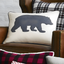 Gray Cotton Twill Bear Appliqued Decorative Pillow