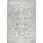 Gena Light Gray Medallion Synthetic Area Rug, 6' 7" x 9'