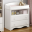 Pure White Wooden Changing Table Dresser with Drawers