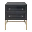 Sophia Antique Black 2-Drawer Rattan and Brass Nightstand