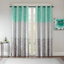 Aqua and Gray Geometric Blackout Grommet Window Curtain Panel