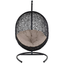 Espresso Metal and Beige Rattan Outdoor Hanging Swing Chair