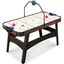 54 Inch Walnut Air Hockey Table with LED Lights and Scoreboard