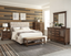 Devon Beige Upholstered Full Bedroom Set with Burnished Oak