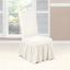 White Cotton Ruffled Long Dining Chair Slipcover