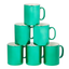 Set of 6 Green Metallic Ceramic Christmas Mugs