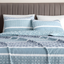 Twin Blue Microfiber Reversible Quilt Set with Shams