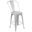 Silver Metal 24" Counter Height Dining Chair with Slat Back