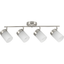 Brushed Nickel Four-Head Multi-Directional Track Light with Frosted Glass Shades