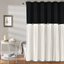 72" Black and White Linen Button Shower Curtain