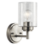 Transitional Black and Clear Cylinder Wall Sconce