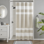 Taupe and White Color Block Shower Curtain