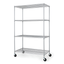 Silver 4-Tier Adjustable Metal Wire Shelving Unit with Wheels