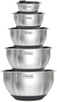 Viking 10-Piece Stainless Steel Mixing Bowl Set with Black Lids