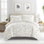 Light Blue Floral King/Cal King Microfiber Duvet Cover Set