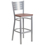 Silver Frame Slat-Back Barstool with Cherry Wood Seat