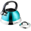 Turquoise Stainless Steel Whistling Tea Kettle with Nylon Handle, 1.75 Quart