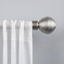 Matte Silver Adjustable Iron Curtain Rod with Sphere Finials